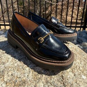 Sam Edelman Girl’s Laurs Leather Lug-Sole Loafers Size 11 Black Dressy Preppy
